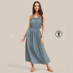 Modern Citizen Tie Shoulder & Cinch Waist Satin Dress